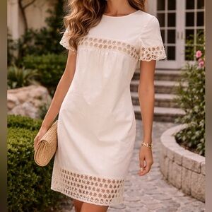 Max Mara Studio Ivory Lace Trim Dress